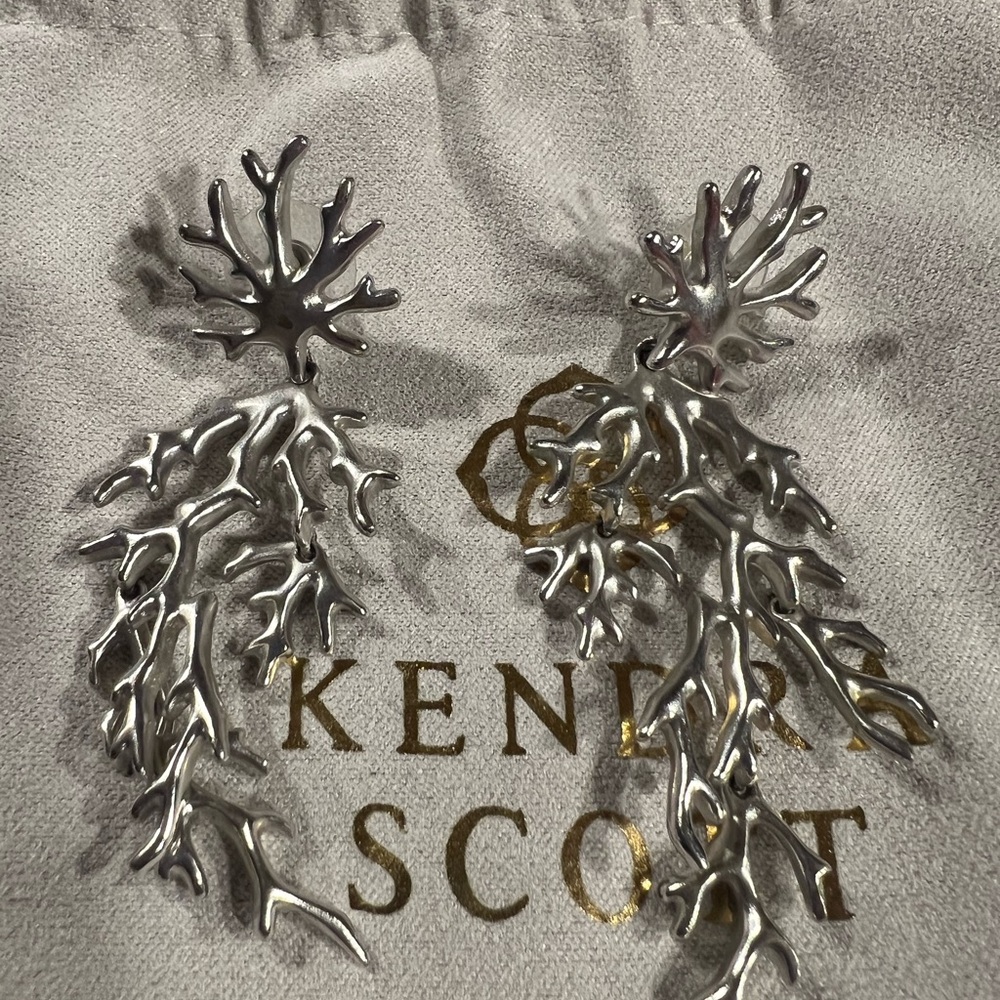 Kendra Scott Silver Coral-Inspired Earrings